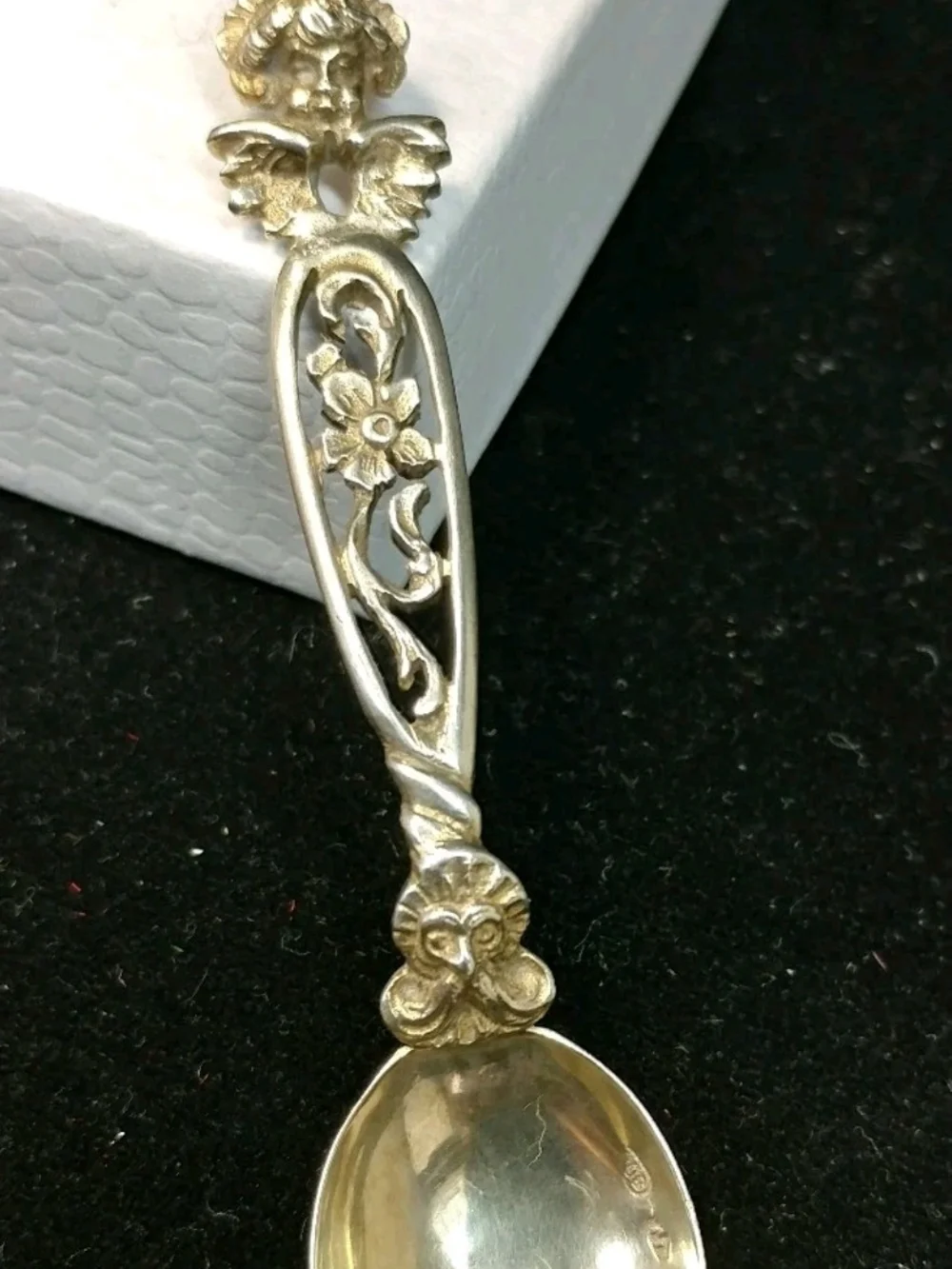 Vintage 800 Coin Silver - Cherub Angel Scroll 8.4g - 3.5